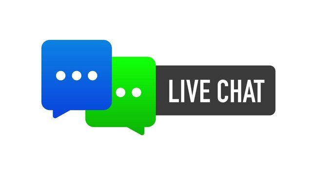 Support service. Consultation, telemarketing, consultant, secretary Live Chat banner on white background. Flat banner. Motion graphic.