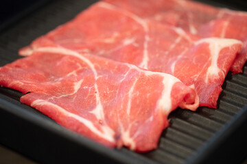 Raw sliced beef for Shabu Shabu