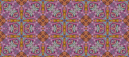 Raster ethnic ornamental color seamless pattern