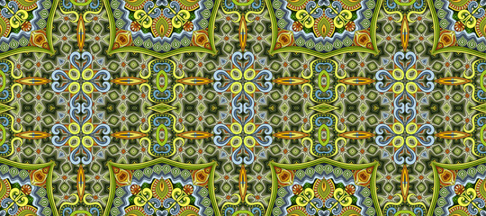 Raster ethnic ornamental color seamless pattern