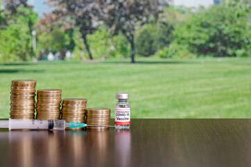 Stacks of money in a decrease financial from COVID-19