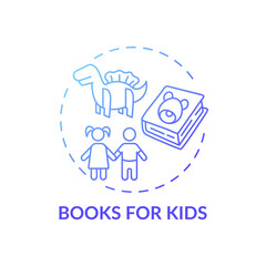 Books for kids concept icon. Online library category idea thin line illustration. Educational materials for children. New technology. Available literature. Vector isolated outline RGB color drawing
