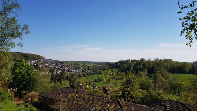 Neckarsteinach bird's-eye view Germany. On a bright day.