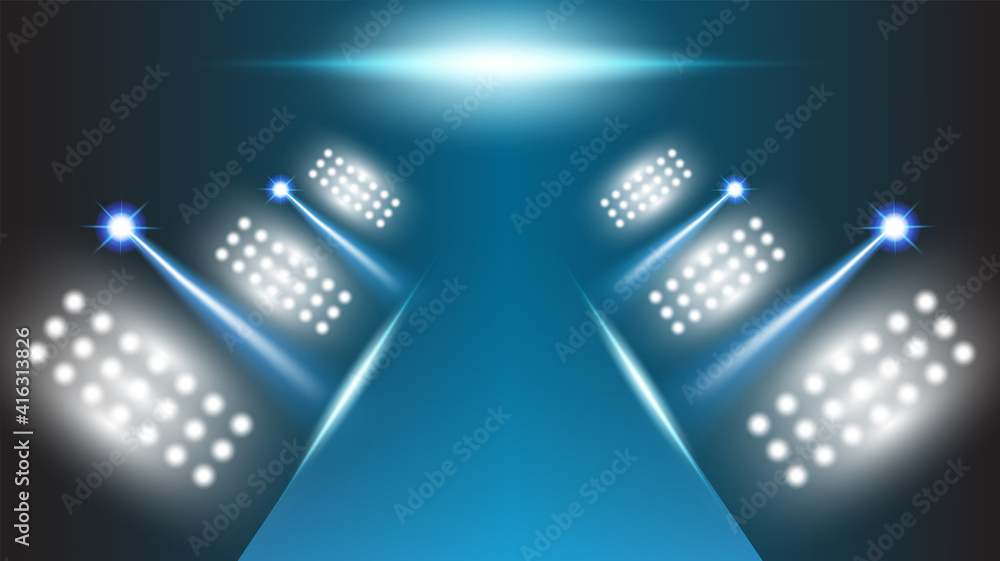 Poster abstract background stadium stage hall with scenic lights of round futuristic technology user interf