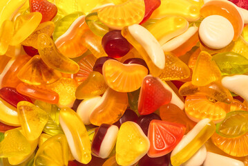 Assorted tasty gummy candies.