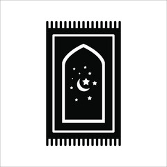 Prayer rug icon on white background. Traditional Islamic Background