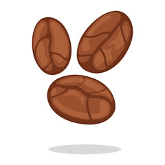 Coffee bean addictive icon stuff, african drink grain cartoon vector illustration, isolated on white.