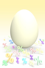 Fototapeta na wymiar Big clean egg for happy Easter on percentages and eggs pastel abstract background.