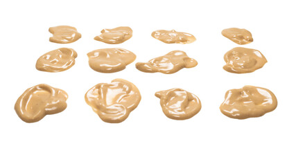 Mushroom sauce splashes isolated on white background.