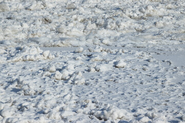 Ice on the river bank
