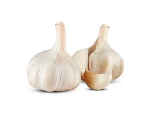 garlic isolated on white background with​ clipping​ path​