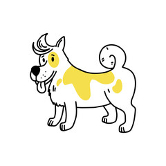 Laika. Nice dog. Doodle icon. Vector illustration of a dog. Editable element.