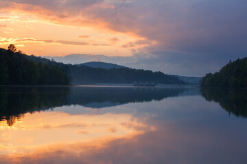 evening by the lake, reflection in the water