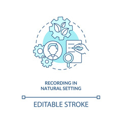 Recording in natural setting concept icon. Interviewing of customers idea thin line illustration. Collecting research information. Vector isolated outline RGB color drawing. Editable stroke