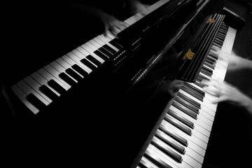 piano keys on black background