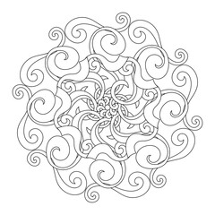 Abstract floral mandala for antistress coloring. Coloring page for adult and children.