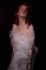 portrait of a ginger woman in dress