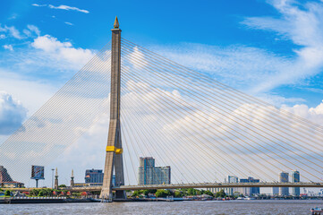 Bangkok/Thailand-30/5/2020:Rama VIII Bridge with beautiful sky.The Rama VIII Bridge or called is a...
