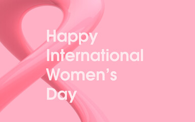 Women's Day Wallpaper, greeting card, with text - Happy International Women's Day, pink background. 8 march. With polish text. 3D illustration