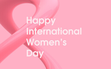 Women's Day Wallpaper, greeting card,  with text - Happy International Women's Day, pink background. 8 march. With polish text. 3D illustration