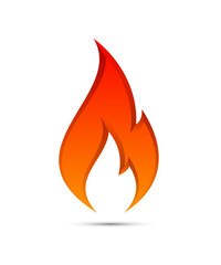 Flammable symbol. Icon with picture flame of fire. Highly flammable things. Fire sign. Explosive object simple logo. Color flame pictogram. Supports combustion icon