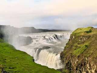 A view of the Gulfoss Waterfall in Iceland