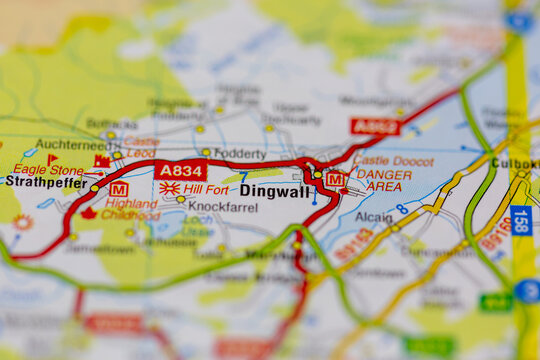 02-24-2021 Portsmouth, Hampshire, UK Dingwall shown on a road map or geography map