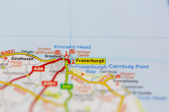 02-24-2021 Portsmouth, Hampshire, UK Fraserburgh shown on a road map or geography map