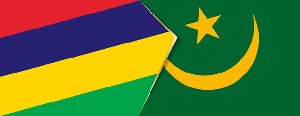Mauritius and Mauritania flags, two vector flags.