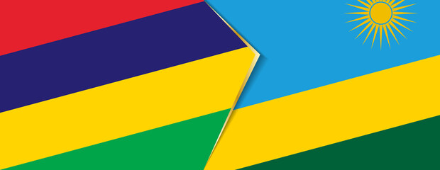 Mauritius and Rwanda flags, two vector flags.