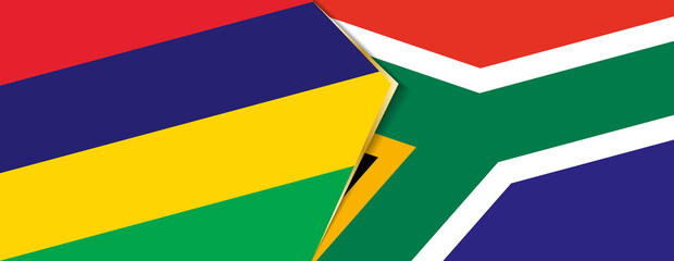 Mauritius and South Africa flags, two vector flags.