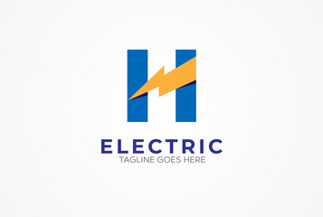 Electric logo, letter H and Thunder bolt combination, tunder bolt design logo template, vector illustration