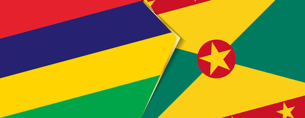Mauritius and Grenada flags, two vector flags.