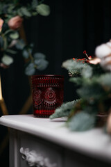 table setting for a festive event or family dinner: decoration with ecological, natural...