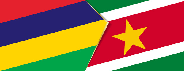 Mauritius and Suriname flags, two vector flags.