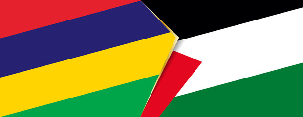 Mauritius and Palestine flags, two vector flags.