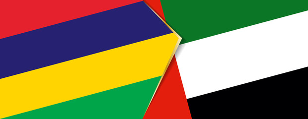 Mauritius and United Arab Emirates flags, two vector flags.