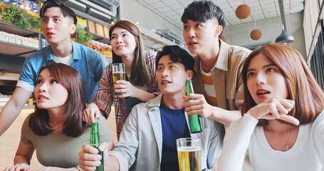 six friends watch ball games