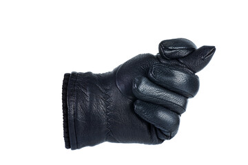 Hand in leather glove show fig