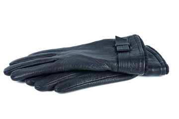 Black female leather gloves