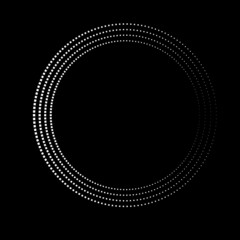 Halftone dots, Tiny squares in circle form. round logo . vector dotted frame . design element