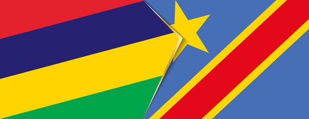 Mauritius and DR Congo flags, two vector flags.