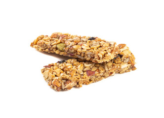 Two cereal bars isolated over white background