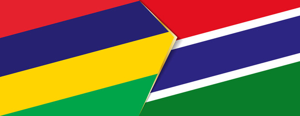 Mauritius and Gambia flags, two vector flags.