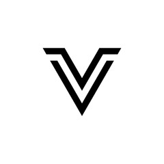 Initial VV with a triangle shape. logo design vector