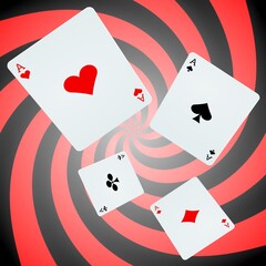 quatre as sur un fond en spirale