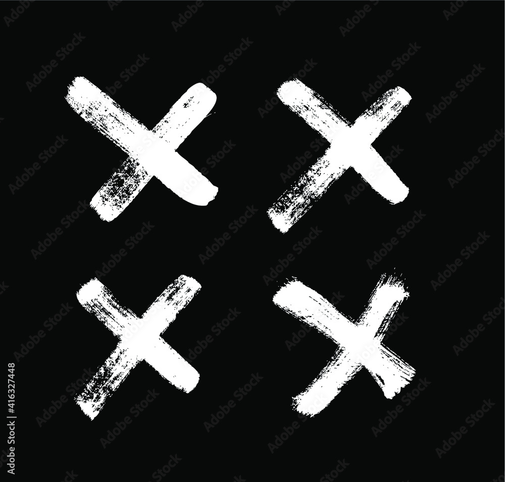 Poster black and white paint vector cross lines. hand drawn set of objects for design use. abstract drawing