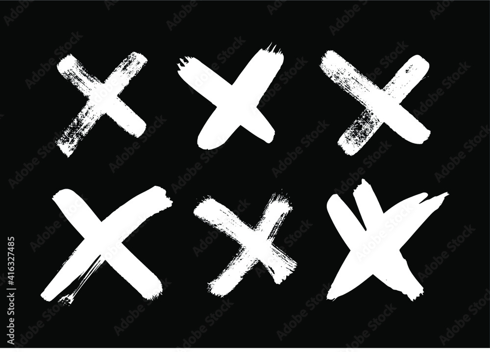 Aufkleber black and white paint vector cross lines. hand drawn set of objects for design use. abstract drawing
