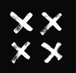 Obraz premium Black and White paint Vector cross lines. Hand drawn set of objects for design use. Abstract drawing stripes. Artistic illustration grunge elements strokes