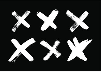 Black and White paint Vector cross lines. Hand drawn set of objects for design use. Abstract drawing stripes. Artistic illustration grunge elements strokes